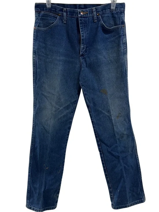 Men’s 35 x 34 Wrangler Denim Work Jeans Dark Wash - Picture 1 of 7